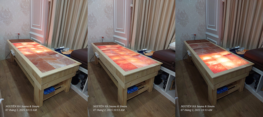 Giường đ&aacute; muối himalaya 21 vi&ecirc;n Nguyễn H&agrave; - tại spa cao cấp